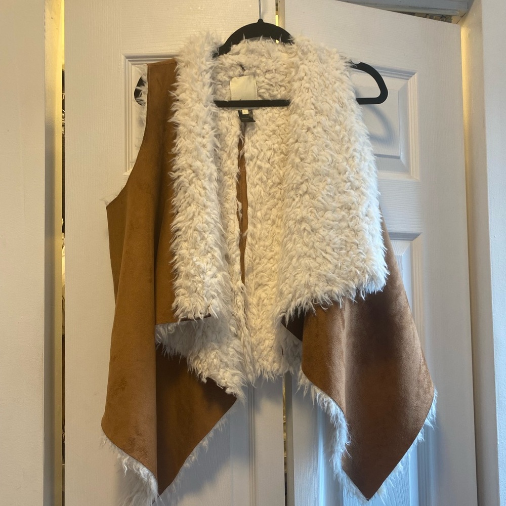 Suede and fur vest